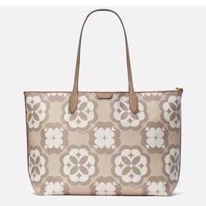 Kate Spade Beige and White Floral Tote Bag